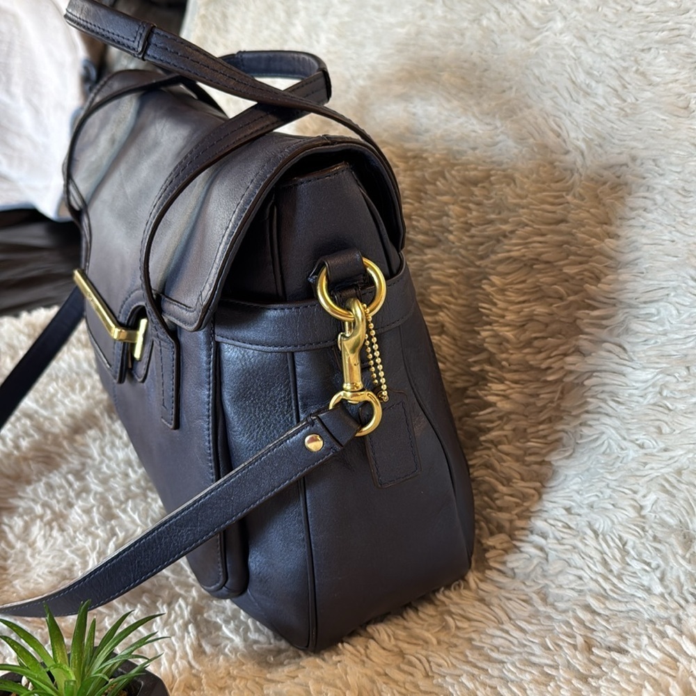 👜RARE!!! COACH TAYLOR LEATHER MARIN SATCHEL CARRYALL Navy blue - Picture 3 of 15